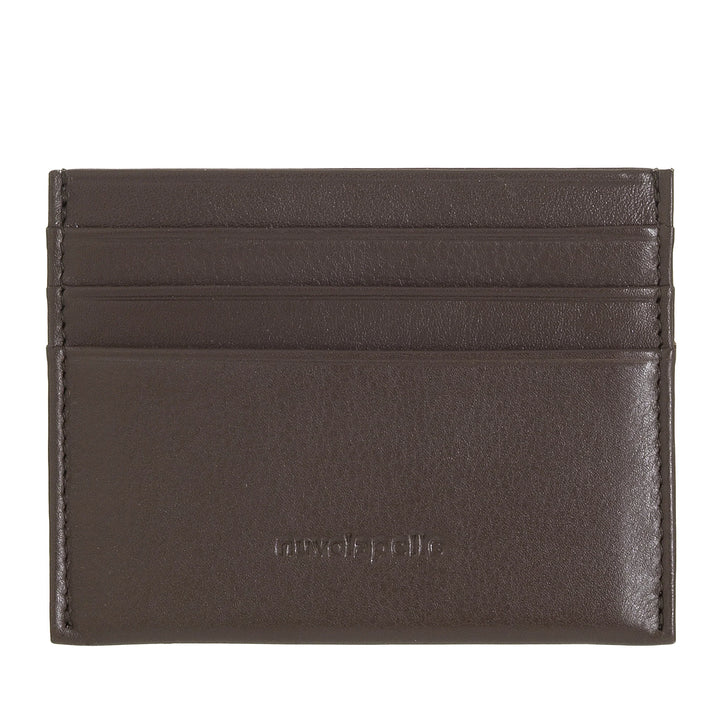 Nuvola Pelle Porta Carte di Credito Uomo Donna Slim - Portafoglio Sottile Tascabile in Morbida Pelle Nappa con 6 Slot Porta Tessere