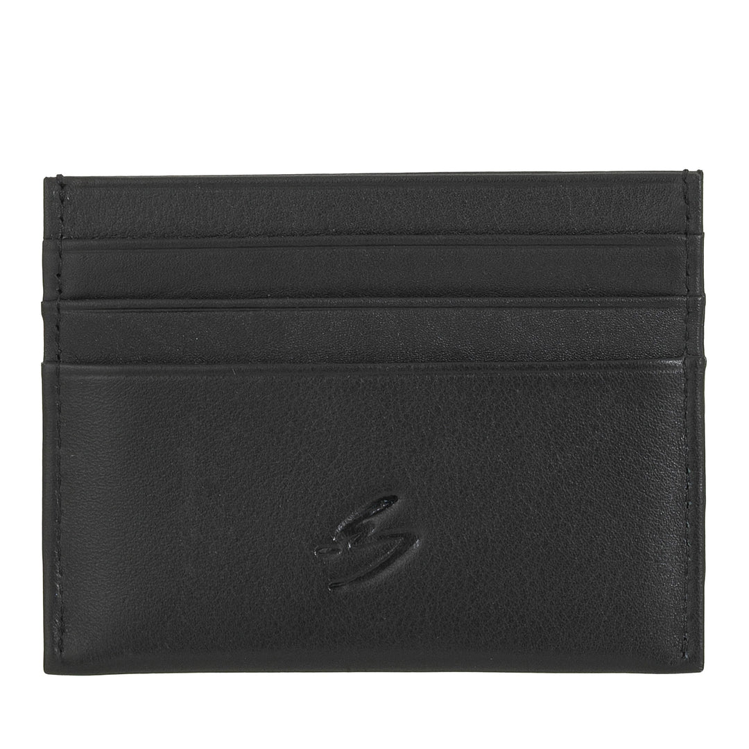 Nuvola Pelle Porta Carte di Credito Uomo Donna Slim - Portafoglio Sottile Tascabile in Morbida Pelle Nappa con 6 Slot Porta Tessere