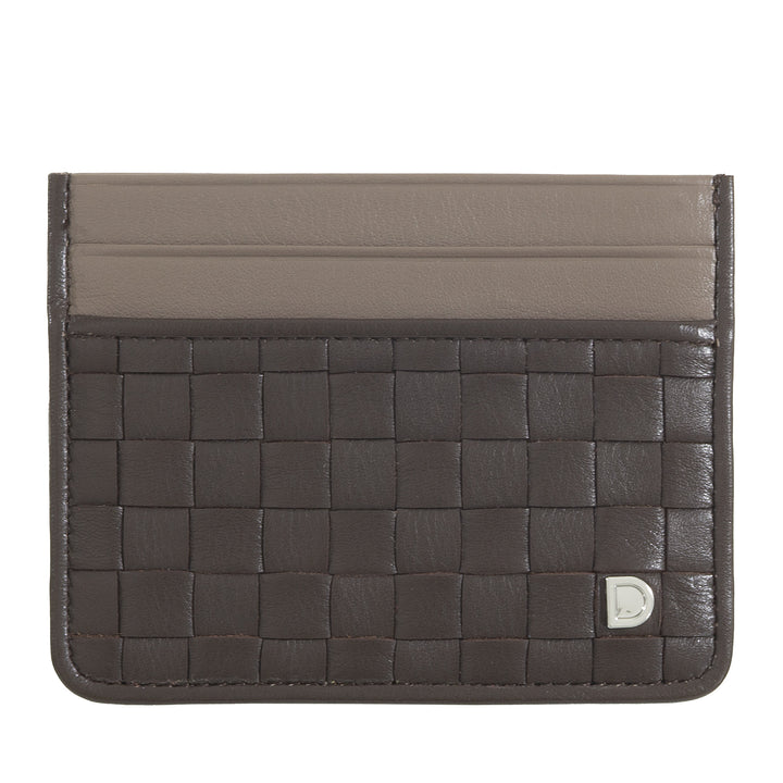 DUDU Porte-cartes en cuir tissé pour hommes et femmes – Porte-cartes tissé compact et fin, design élégant, porte-cartes de crédit de poche