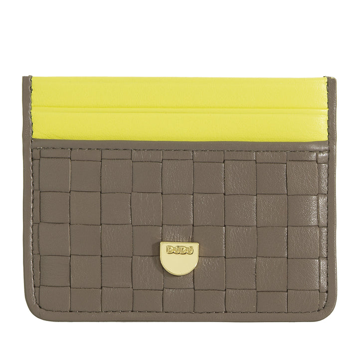 DUDU Porte-cartes en cuir tissé pour hommes et femmes – Porte-cartes tissé compact et fin, design élégant, porte-cartes de crédit de poche