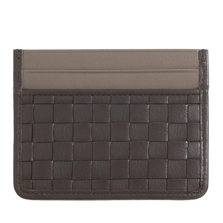 DUDU Porte-cartes en cuir tissé pour hommes et femmes – Porte-cartes tissé compact et fin, design élégant, porte-cartes de crédit de poche