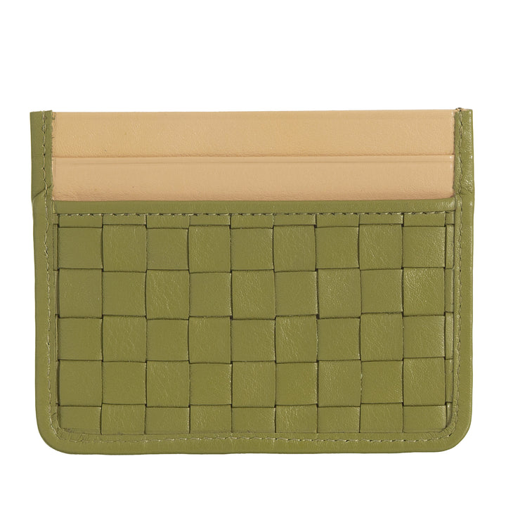 DUDU Porte-cartes en cuir tissé pour hommes et femmes – Porte-cartes tissé compact et fin, design élégant, porte-cartes de crédit de poche