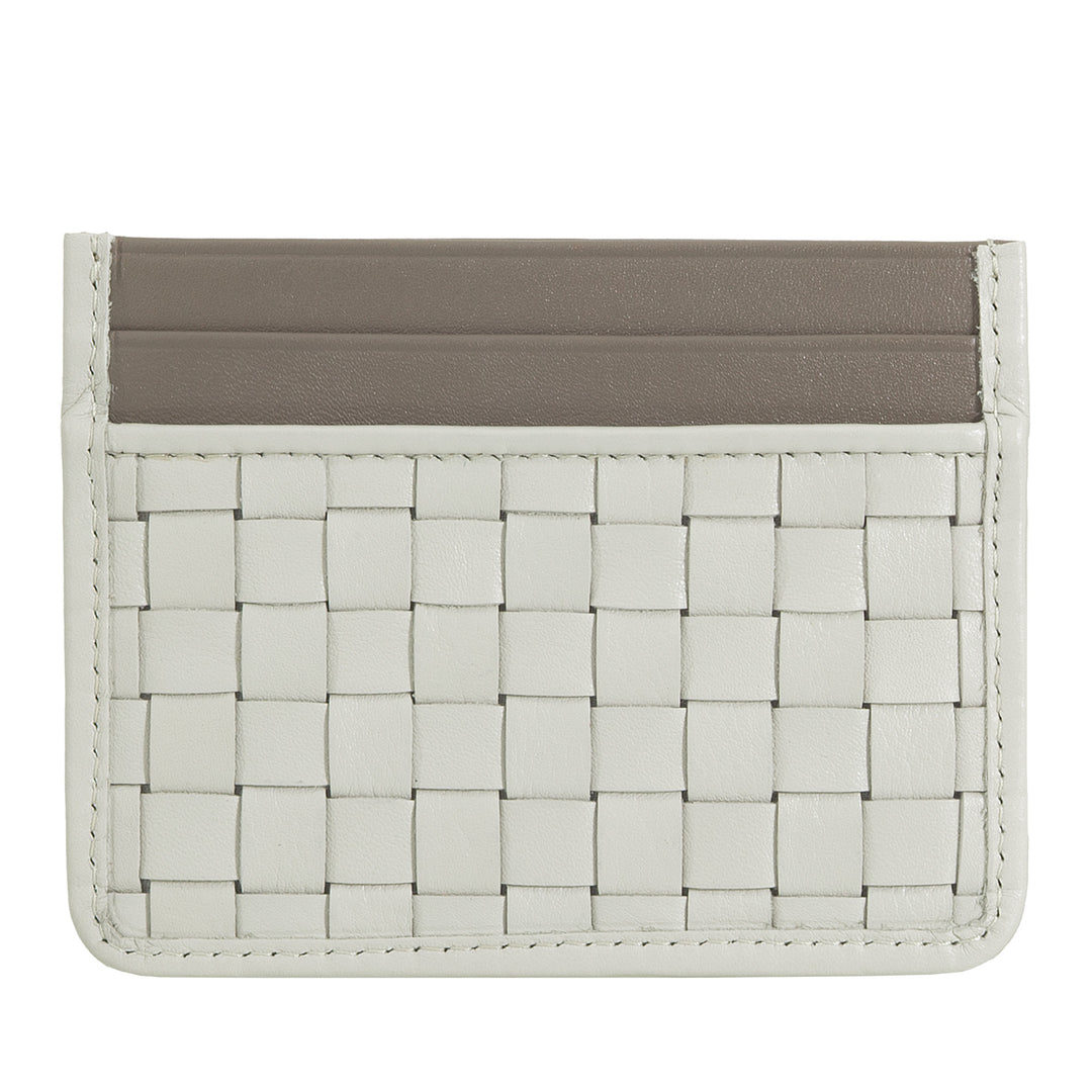 DUDU Porte-cartes en cuir tissé pour hommes et femmes – Porte-cartes tissé compact et fin, design élégant, porte-cartes de crédit de poche