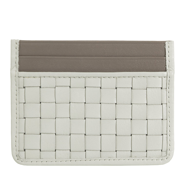 DUDU Porte-cartes en cuir tissé pour hommes et femmes – Porte-cartes tissé compact et fin, design élégant, porte-cartes de crédit de poche