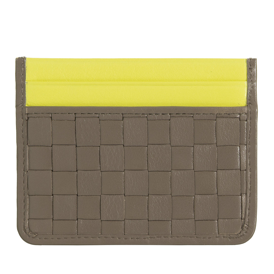 DUDU Porte-cartes en cuir tissé pour hommes et femmes – Porte-cartes tissé compact et fin, design élégant, porte-cartes de crédit de poche