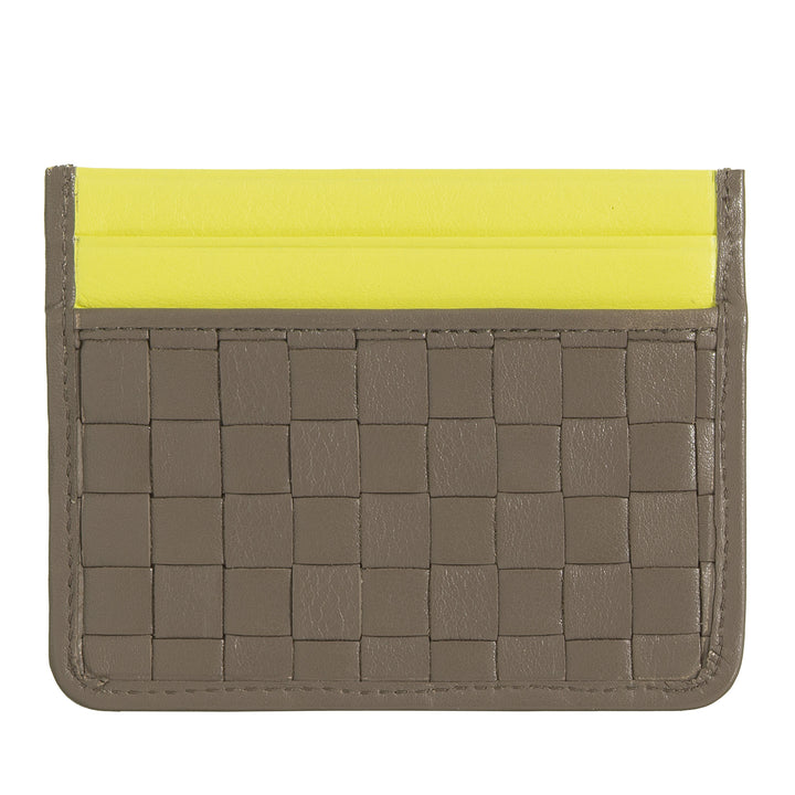 DUDU Porte-cartes en cuir tissé pour hommes et femmes – Porte-cartes tissé compact et fin, design élégant, porte-cartes de crédit de poche