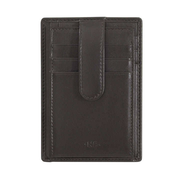 Nuvola Pelle Porta Carte di Credito Uomo Slim Ultrasottile in Pelle Nappa con Chiusura a Bottone
