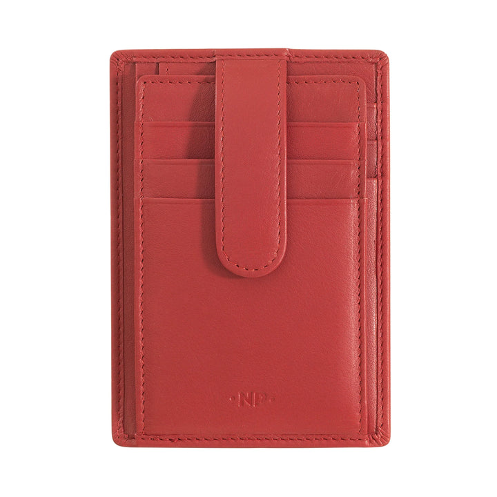 Porte-cartes de crédit ultra-fin pour hommes Nuvola Pelle Slim en cuir Nappa avec fermeture à bouton