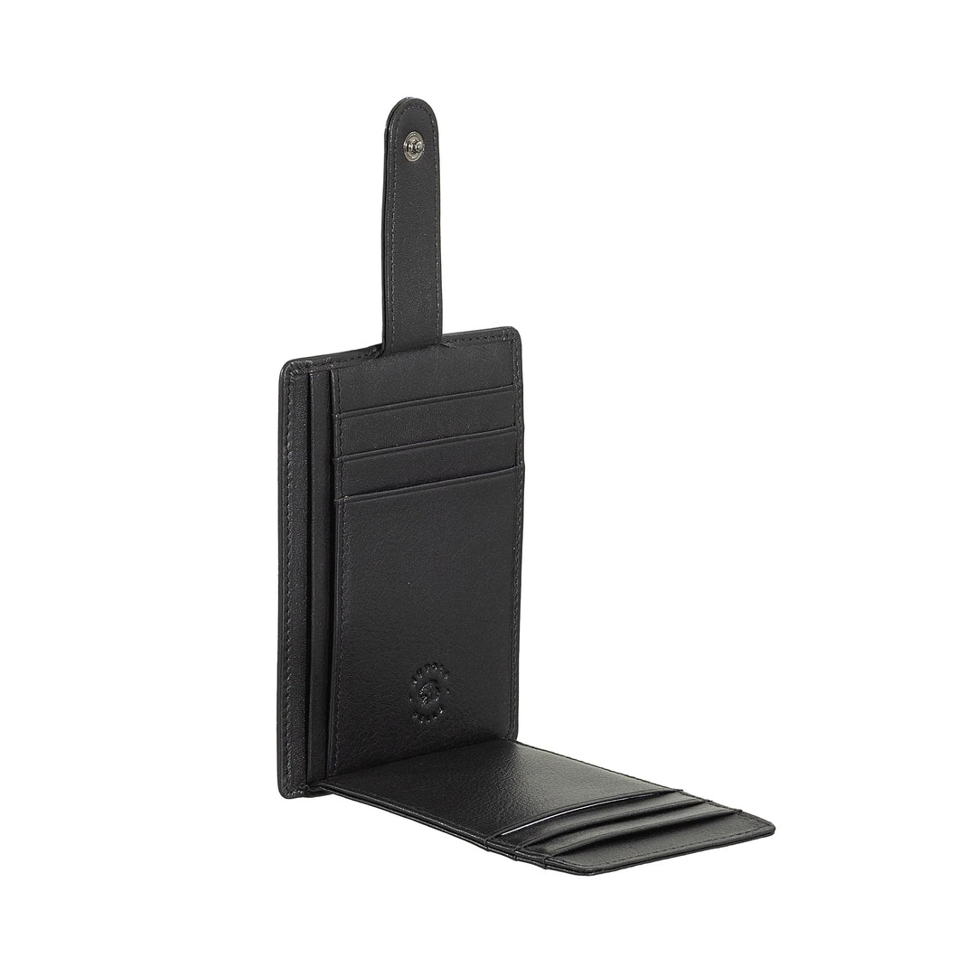 Porte-cartes de crédit ultra-fin pour hommes Nuvola Pelle Slim en cuir Nappa avec fermeture à bouton
