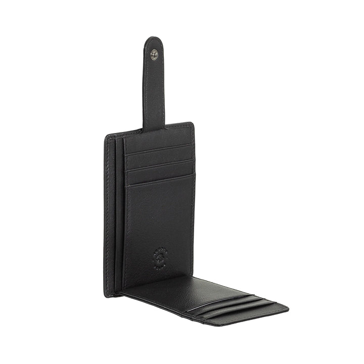 Porte-cartes de crédit ultra-fin pour hommes Nuvola Pelle Slim en cuir Nappa avec fermeture à bouton