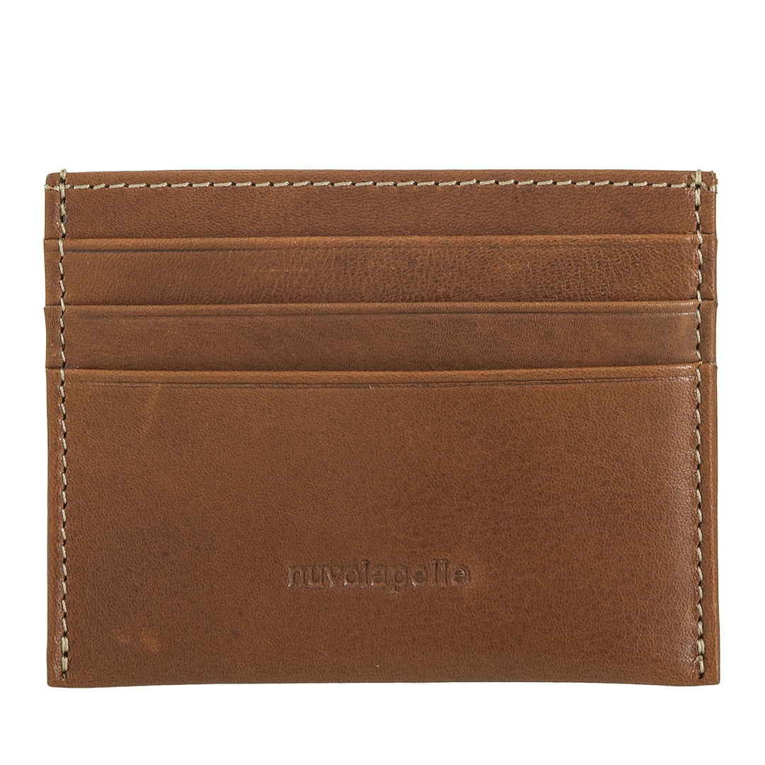 Nuvola Pelle Petit porte-cartes en cuir – Porte-cartes fin pour homme et femme, poche fine avec poches pour cartes et cartes de visite dans un design compact