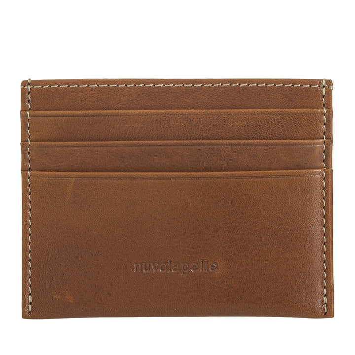 Nuvola Pelle Petit porte-cartes en cuir – Porte-cartes fin pour homme et femme, poche fine avec poches pour cartes et cartes de visite dans un design compact
