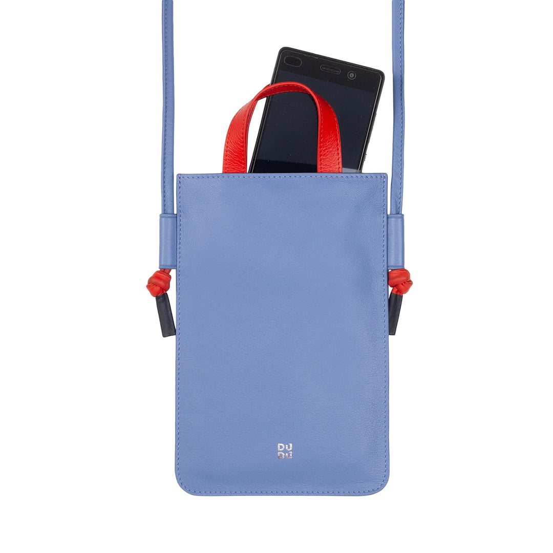 DUDU Genuine Leather Cell Phone Shoulder Bag, Elegant Shoulder Neck Smartphone Holder, Colorful Phone Pouch