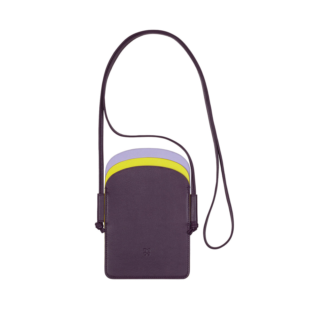DUDU - Soporte para teléfono de piel para mujer, doble bolsillo para smartphone, bolsillo para tarjetas, correa ajustable para el hombro