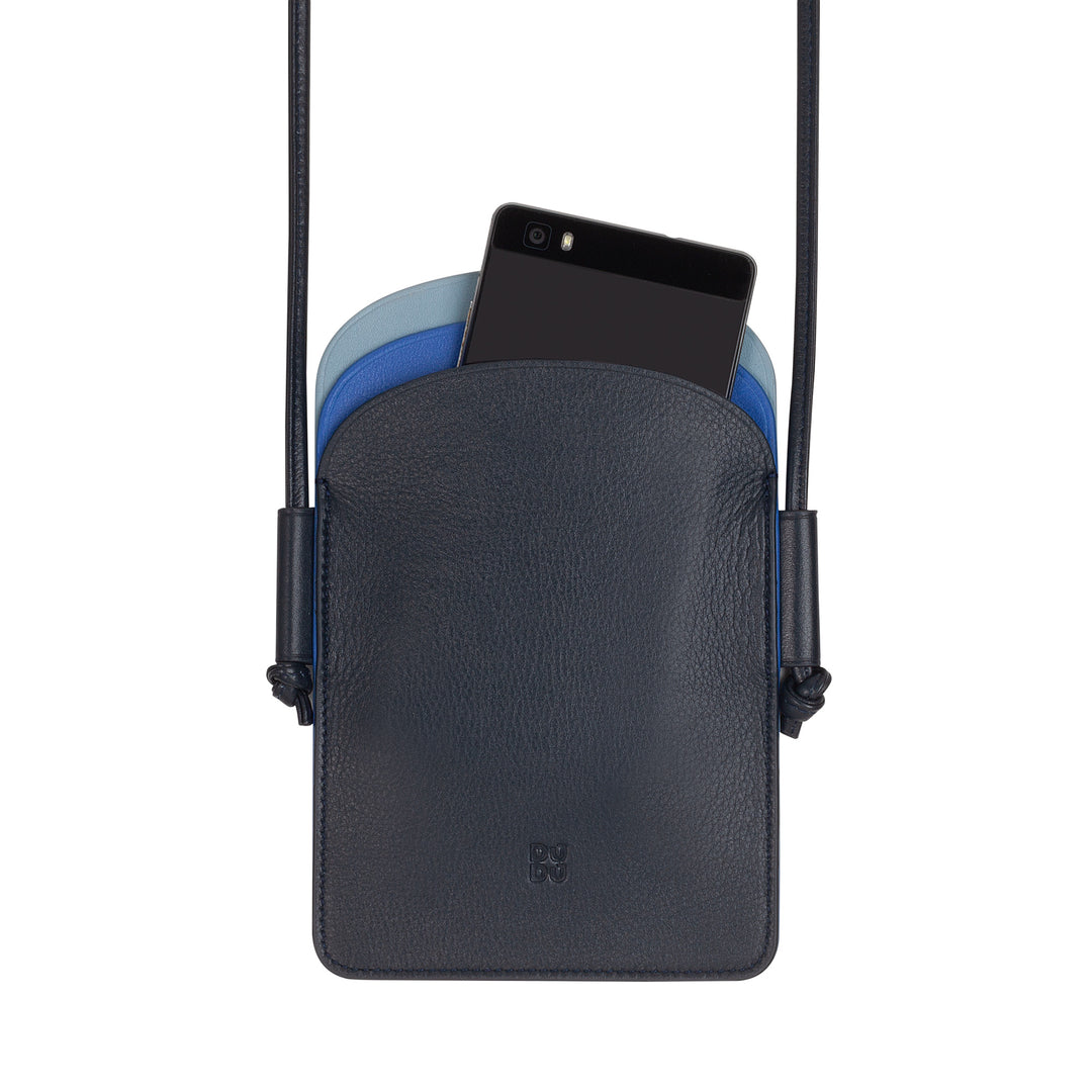 DUDU - Soporte para teléfono de piel para mujer, doble bolsillo para smartphone, bolsillo para tarjetas, correa ajustable para el hombro