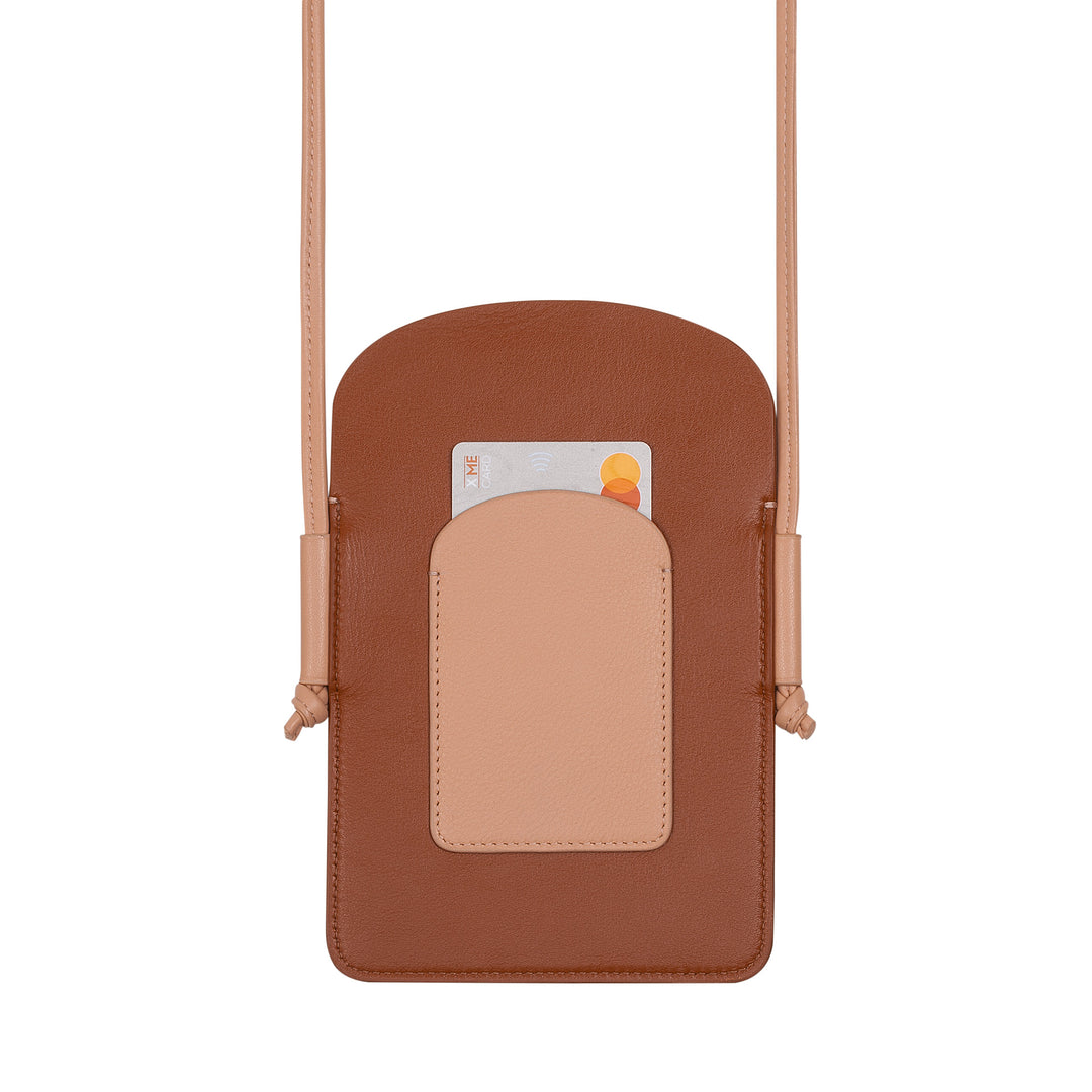 DUDU - Soporte para teléfono de piel para mujer, doble bolsillo para smartphone, bolsillo para tarjetas, correa ajustable para el hombro