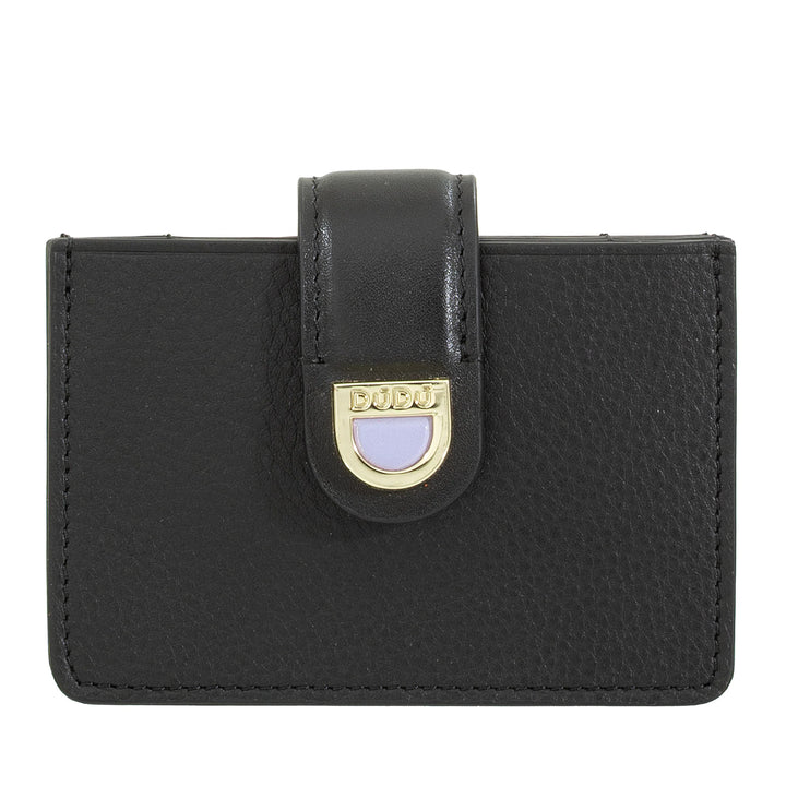 DUDU Porte-Cartes Femme en Cuir Accordéon - Porte-Cartes de Crédit Compact, Multi-Cartes et Fermeture à Boutons - Porte-Cartes élégant pour Sac