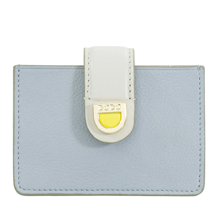 DUDU Porte-Cartes Femme en Cuir Accordéon - Porte-Cartes de Crédit Compact, Multi-Cartes et Fermeture à Boutons - Porte-Cartes élégant pour Sac