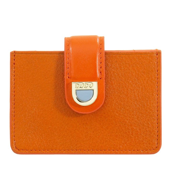 DUDU Porte-Cartes Femme en Cuir Accordéon - Porte-Cartes de Crédit Compact, Multi-Cartes et Fermeture à Boutons - Porte-Cartes élégant pour Sac