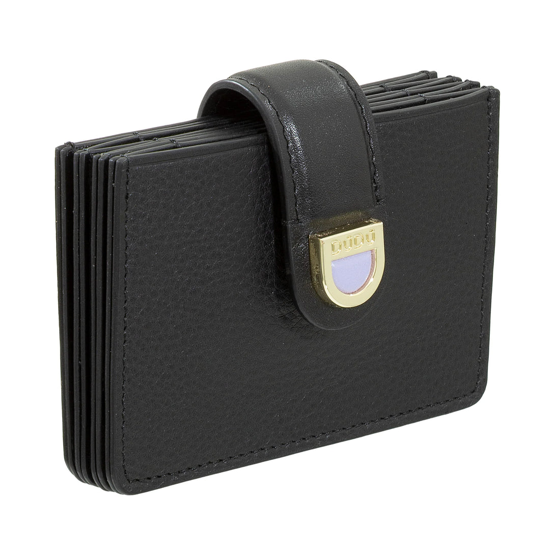 DUDU Porte-Cartes Femme en Cuir Accordéon - Porte-Cartes de Crédit Compact, Multi-Cartes et Fermeture à Boutons - Porte-Cartes élégant pour Sac