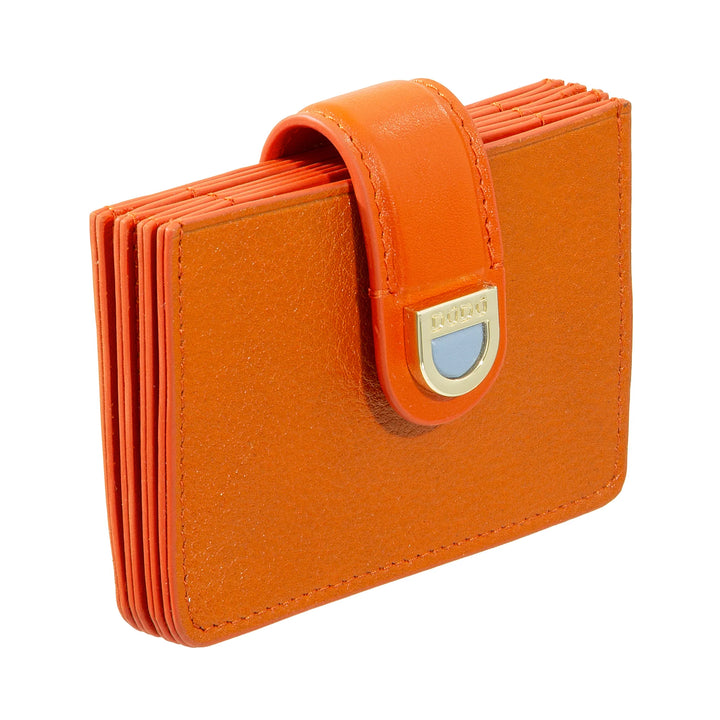 DUDU Porte-Cartes Femme en Cuir Accordéon - Porte-Cartes de Crédit Compact, Multi-Cartes et Fermeture à Boutons - Porte-Cartes élégant pour Sac