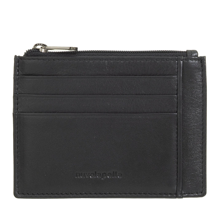 Nuvola Pelle - Cartera con bolsillo para tarjetas de crédito en piel - Monedero delgado para hombre con cremallera