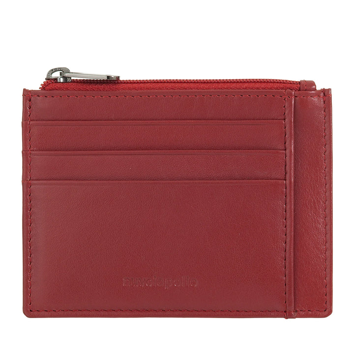 Nuvola Pelle - Cartera con bolsillo para tarjetas de crédito en piel - Monedero delgado para hombre con cremallera