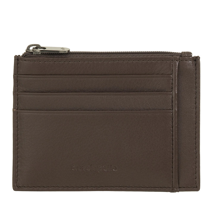 Nuvola Pelle Bustina Portafoglio Porta Carte di Credito Tascabile in Pelle - Portamonete Uomo Slim con Cerniera Zip