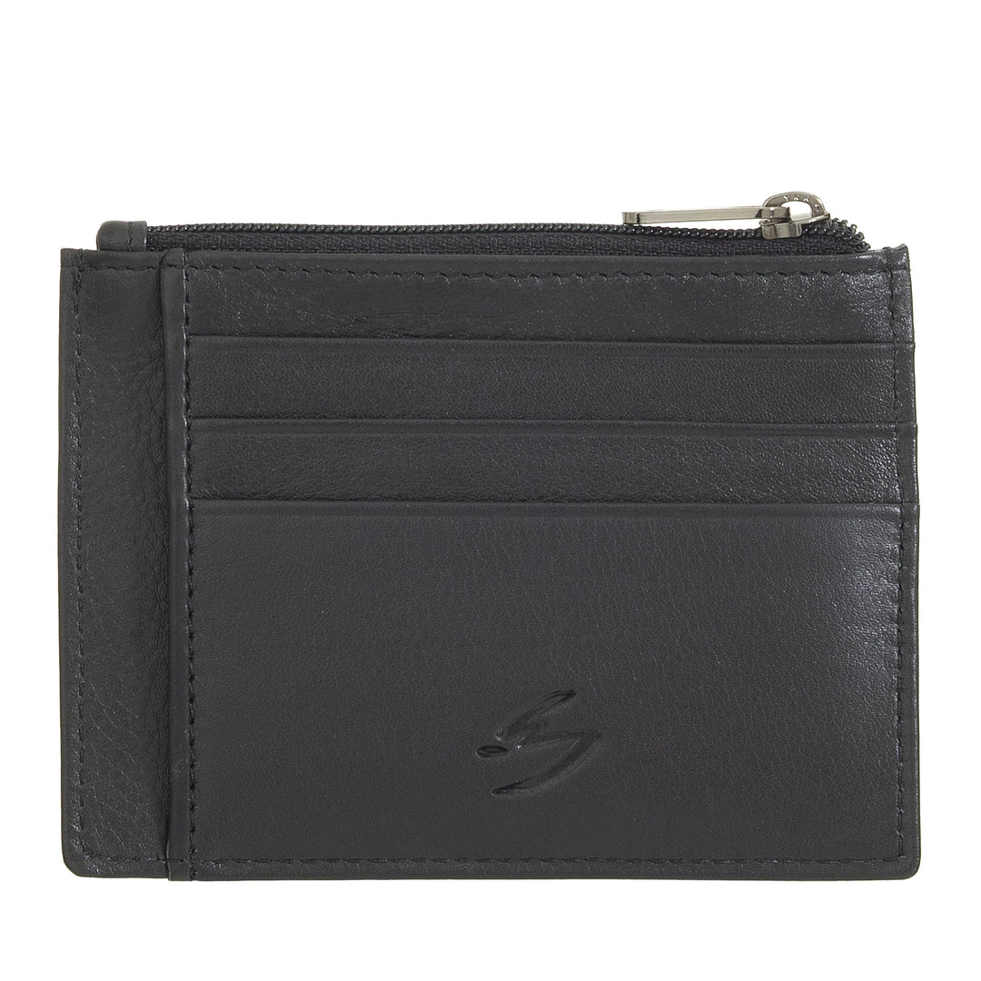Nuvola Pelle - Cartera con bolsillo para tarjetas de crédito en piel - Monedero delgado para hombre con cremallera