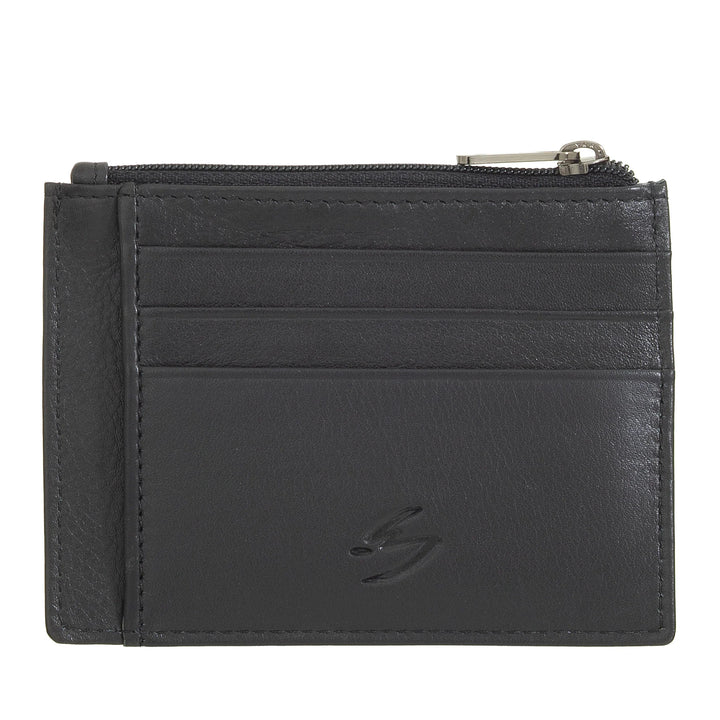 Nuvola Pelle - Cartera con bolsillo para tarjetas de crédito en piel - Monedero delgado para hombre con cremallera