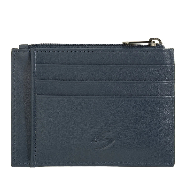 Nuvola Pelle Bustina Portafoglio Porta Carte di Credito Tascabile in Pelle - Portamonete Uomo Slim con Cerniera Zip