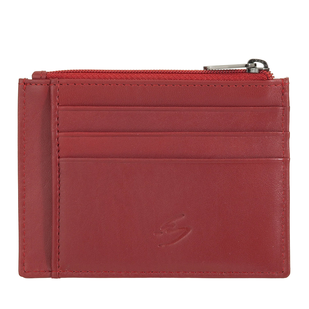 Nuvola Pelle - Cartera con bolsillo para tarjetas de crédito en piel - Monedero delgado para hombre con cremallera