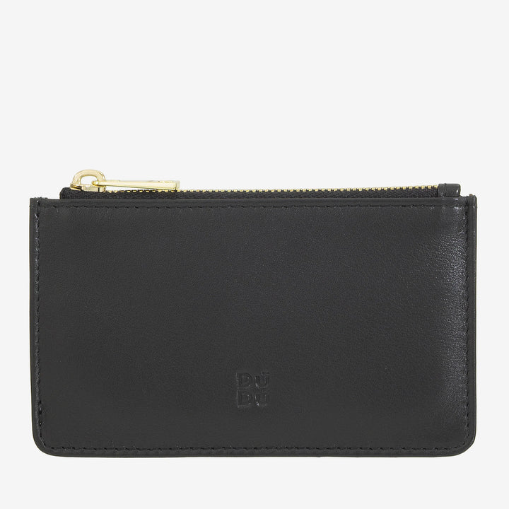 DUDU Porte-cartes de crédit en cuir pour hommes et femmes, petit portefeuille fin, 4 porte-cartes, avec fermeture à glissière
