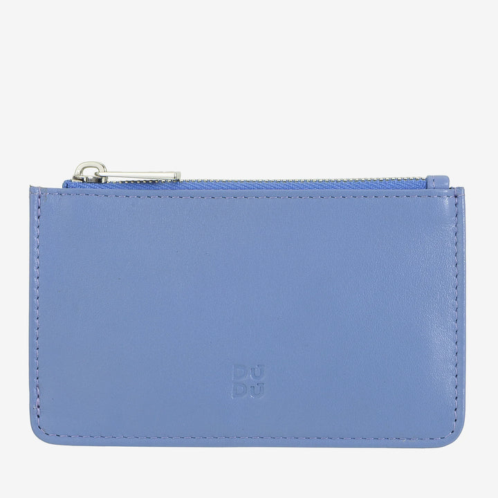 DUDU Porte-cartes de crédit en cuir pour hommes et femmes, petit portefeuille fin, 4 porte-cartes, avec fermeture à glissière