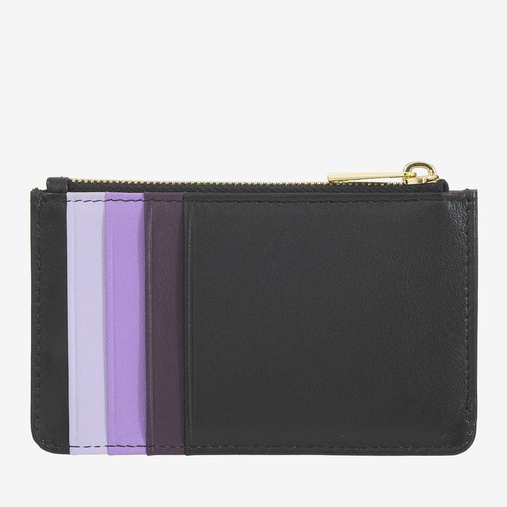 DUDU Porte-cartes de crédit en cuir pour hommes et femmes, petit portefeuille fin, 4 porte-cartes, avec fermeture à glissière