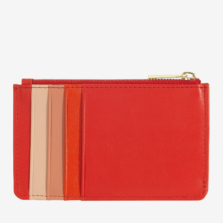 DUDU Porte-cartes de crédit en cuir pour hommes et femmes, petit portefeuille fin, 4 porte-cartes, avec fermeture à glissière