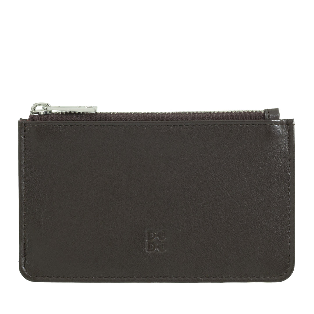 DUDU Porte-cartes de crédit en cuir pour hommes et femmes, petit portefeuille fin, 4 porte-cartes, avec fermeture à glissière