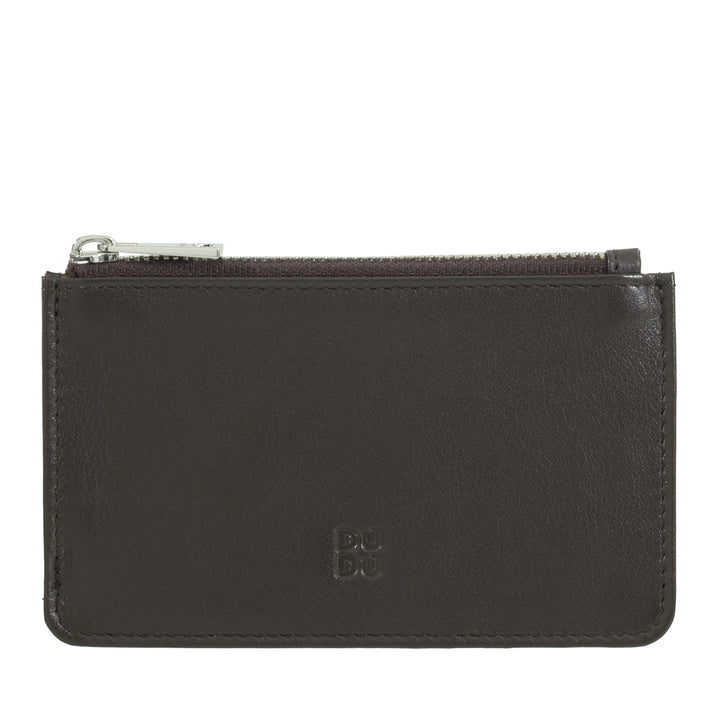 DUDU Porte-cartes de crédit en cuir pour hommes et femmes, petit portefeuille fin, 4 porte-cartes, avec fermeture à glissière