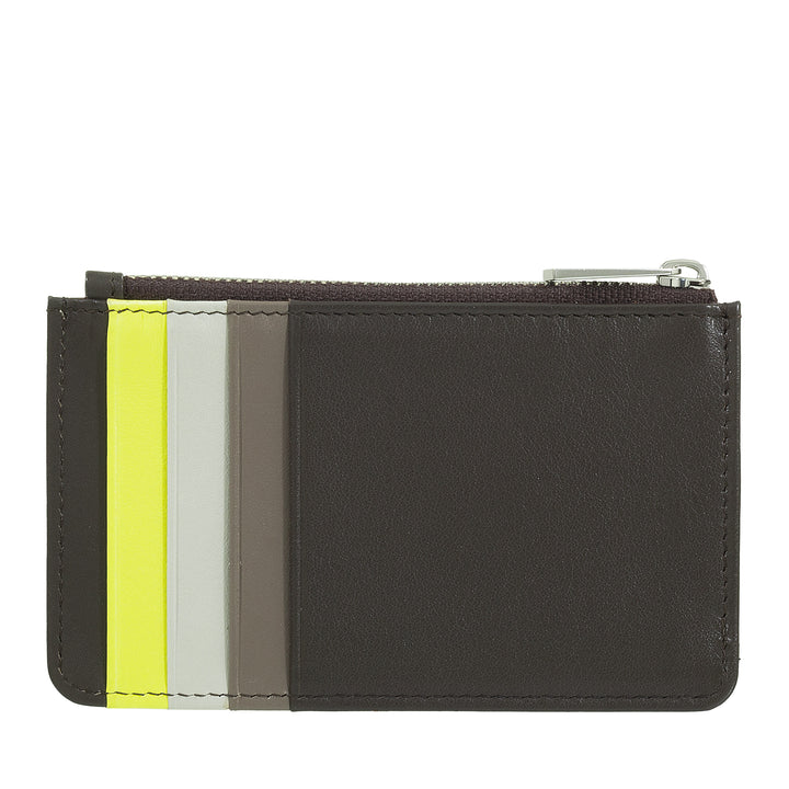 DUDU Porte-cartes de crédit en cuir pour hommes et femmes, petit portefeuille fin, 4 porte-cartes, avec fermeture à glissière