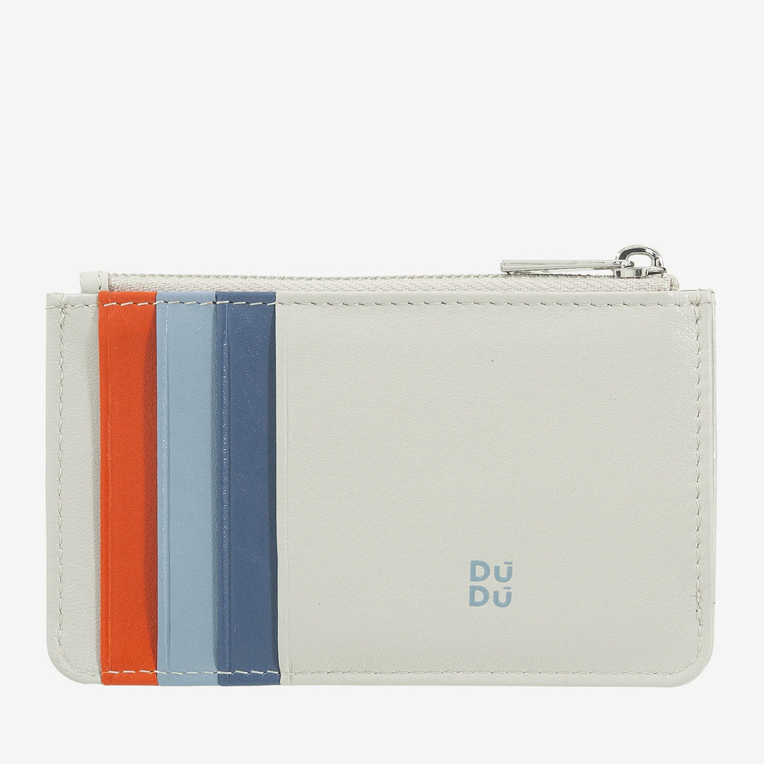 DUDU Tarjetero de Piel para Hombre y Mujer, Cartera pequeña y Delgada para Après Ski, 4 Tarjeteros, Monedero con Cremallera