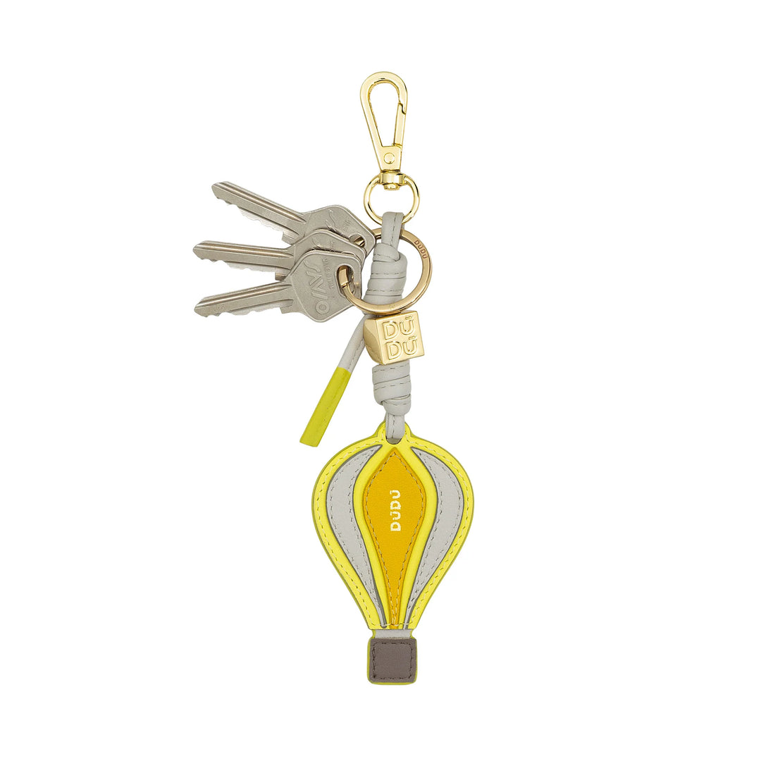 DUDU Llavero Globo Aerostático de Piel con Mosquetón - Charm Llavero de Piel para Llaves, Bolso o Mochila, Accesorio Original y Colorido