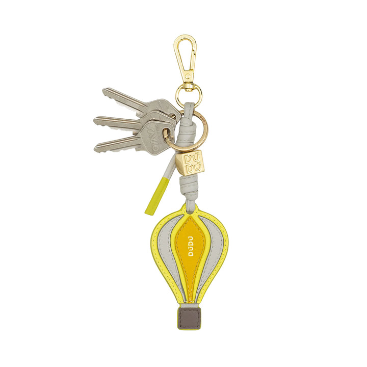 DUDU Llavero Globo Aerostático de Piel con Mosquetón - Charm Llavero de Piel para Llaves, Bolso o Mochila, Accesorio Original y Colorido