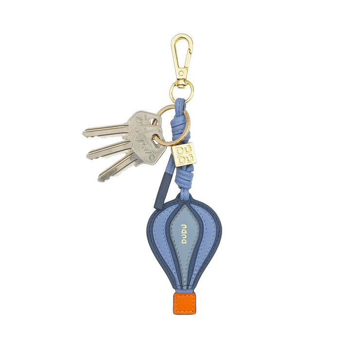 DUDU Llavero Globo Aerostático de Piel con Mosquetón - Charm Llavero de Piel para Llaves, Bolso o Mochila, Accesorio Original y Colorido