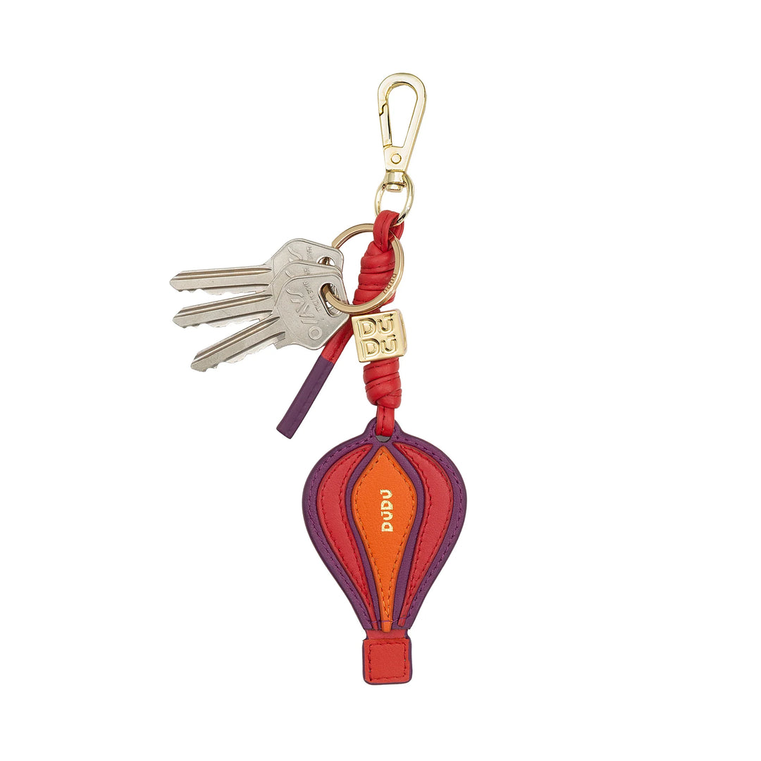 DUDU Llavero Globo Aerostático de Piel con Mosquetón - Charm Llavero de Piel para Llaves, Bolso o Mochila, Accesorio Original y Colorido
