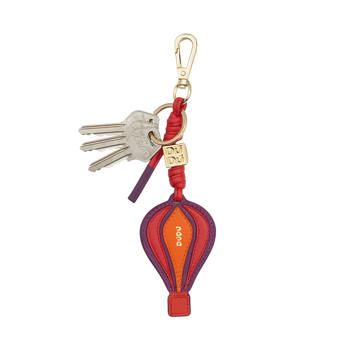 DUDU Llavero Globo Aerostático de Piel con Mosquetón - Charm Llavero de Piel para Llaves, Bolso o Mochila, Accesorio Original y Colorido
