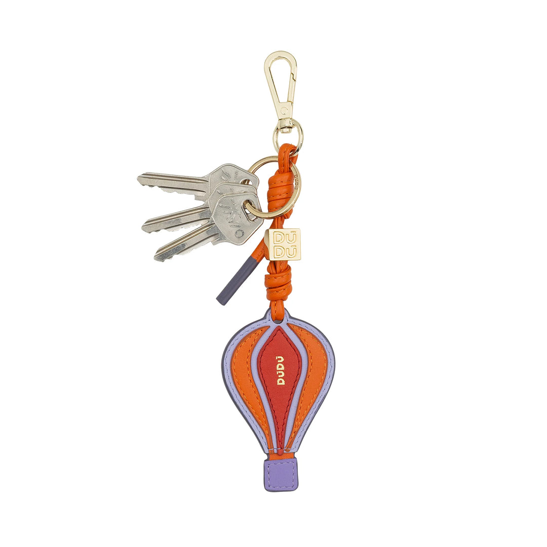 DUDU Llavero Globo Aerostático de Piel con Mosquetón - Charm Llavero de Piel para Llaves, Bolso o Mochila, Accesorio Original y Colorido