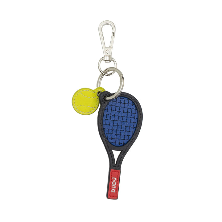 Llavero de raqueta de tenis de cuero DUDU con mosquetón - Llavero deportivo de tenis para llaves, bolso o mochila