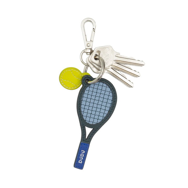 Llavero de raqueta de tenis de cuero DUDU con mosquetón - Llavero deportivo de tenis para llaves, bolso o mochila