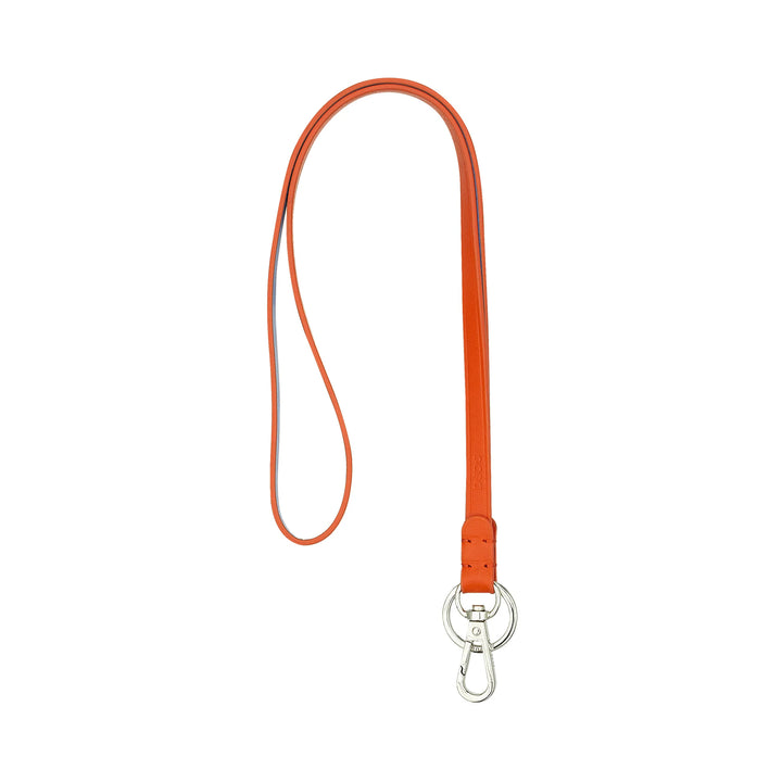 DUDU Lanyard Correa para el Cuello con Anilla y Mosquetón Metálico en Piel Auténtica, Cordón para Llaves, Porta Credenciales, Coche, Llavero