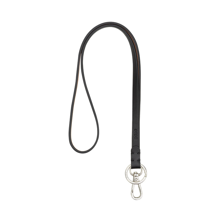 DUDU Lanyard Correa para el Cuello con Anilla y Mosquetón Metálico en Piel Auténtica, Cordón para Llaves, Porta Credenciales, Coche, Llavero